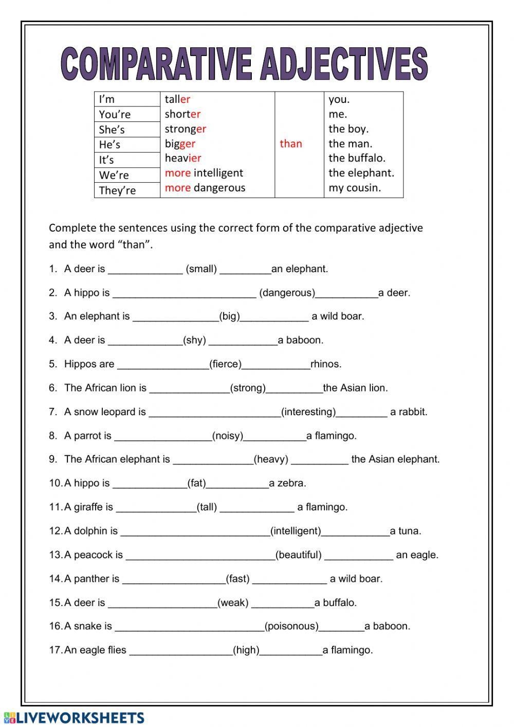 Grammar Compar Free Interactive Worksheets 107173 Grammar Compar Free Interactive Worksheets 107173