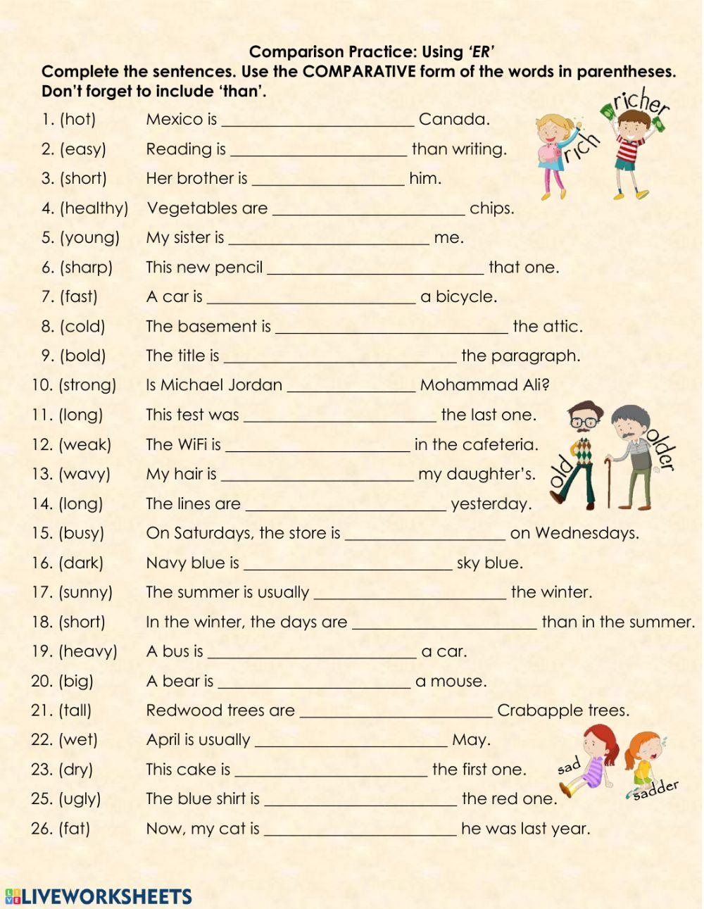 Grammar Compar Free Interactive Worksheets 161814 Grammar Compar Free Interactive Worksheets 161814