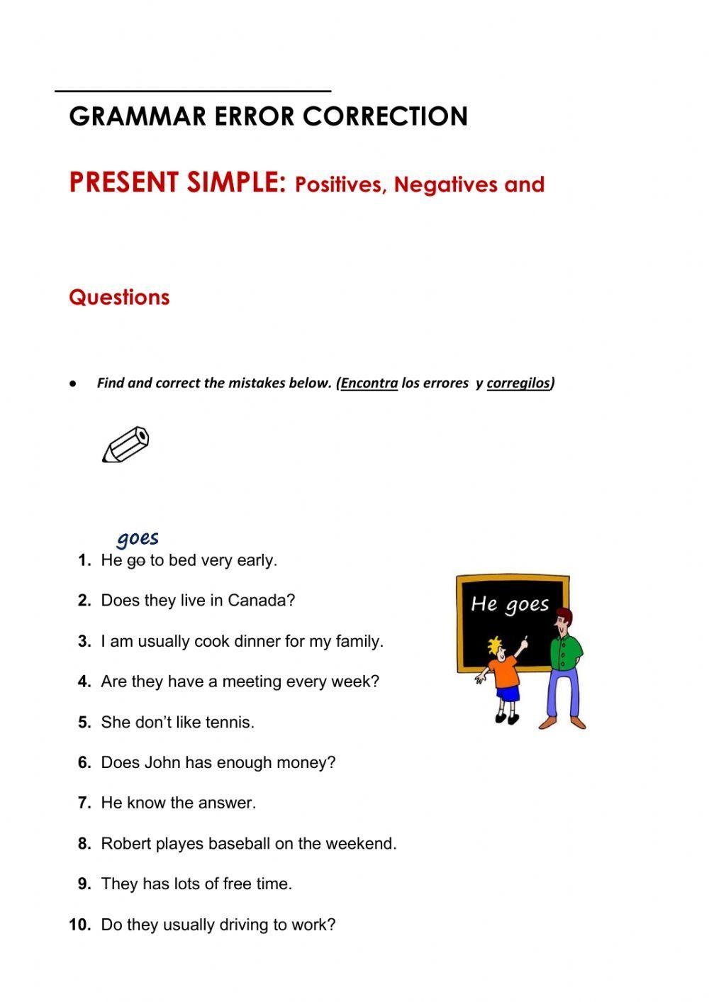 Grammar Correct Free Interactive Worksheets 234387