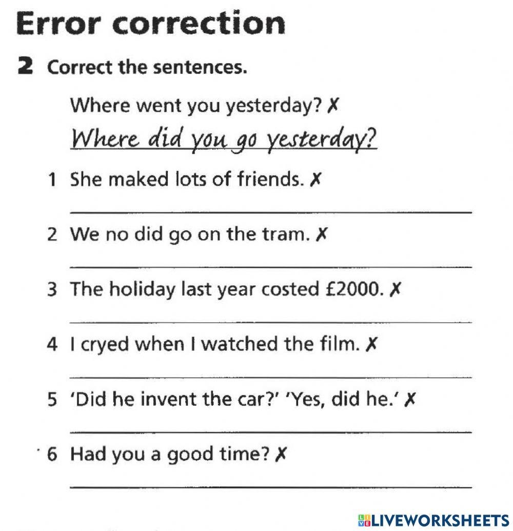 Grammar Error Free Interactive Worksheets 7021519