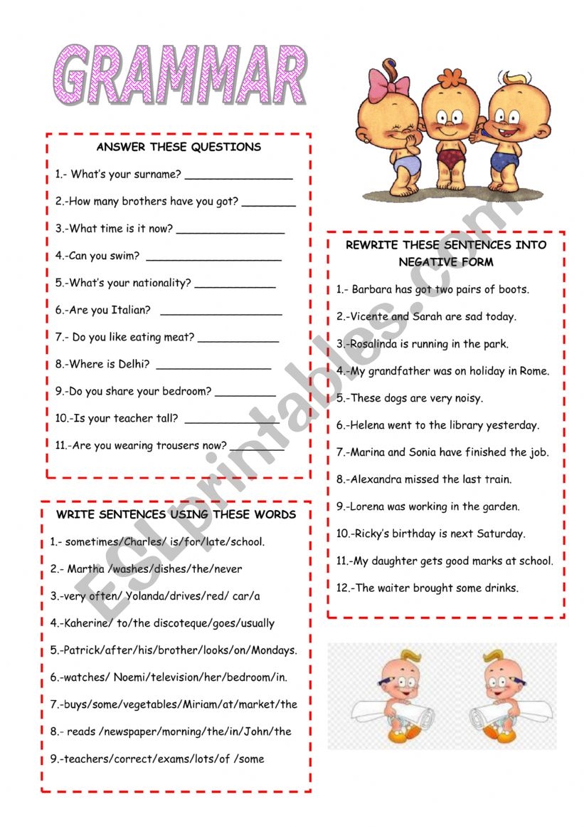 GRAMMAR ESL Worksheet By Mariaah