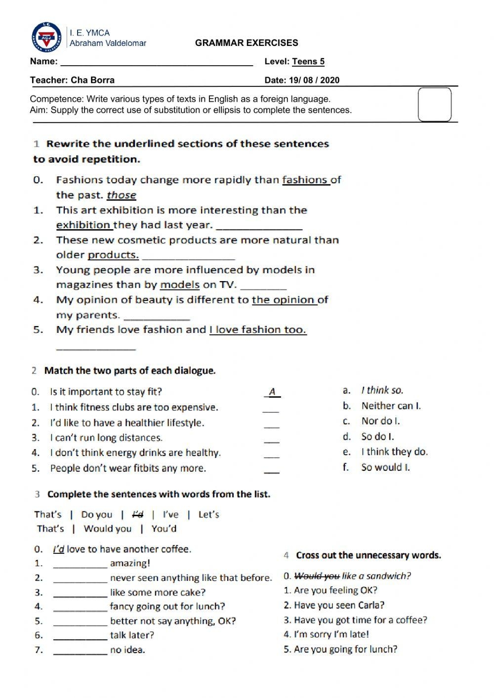 Grammar Evaluat Free Interactive Worksheets 5946696