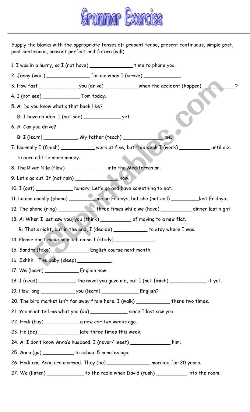 Grammar Exercise ESL Worksheet By Teofana