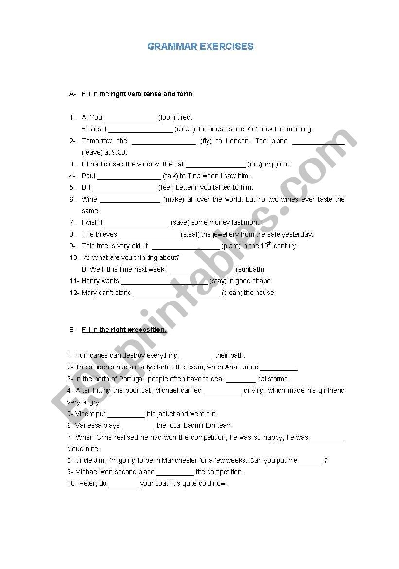 Grammar Exercises With Answer Key ESL Worksheet By Jungle Grammar Exercises With Answer Key ESL Worksheet By Jungle