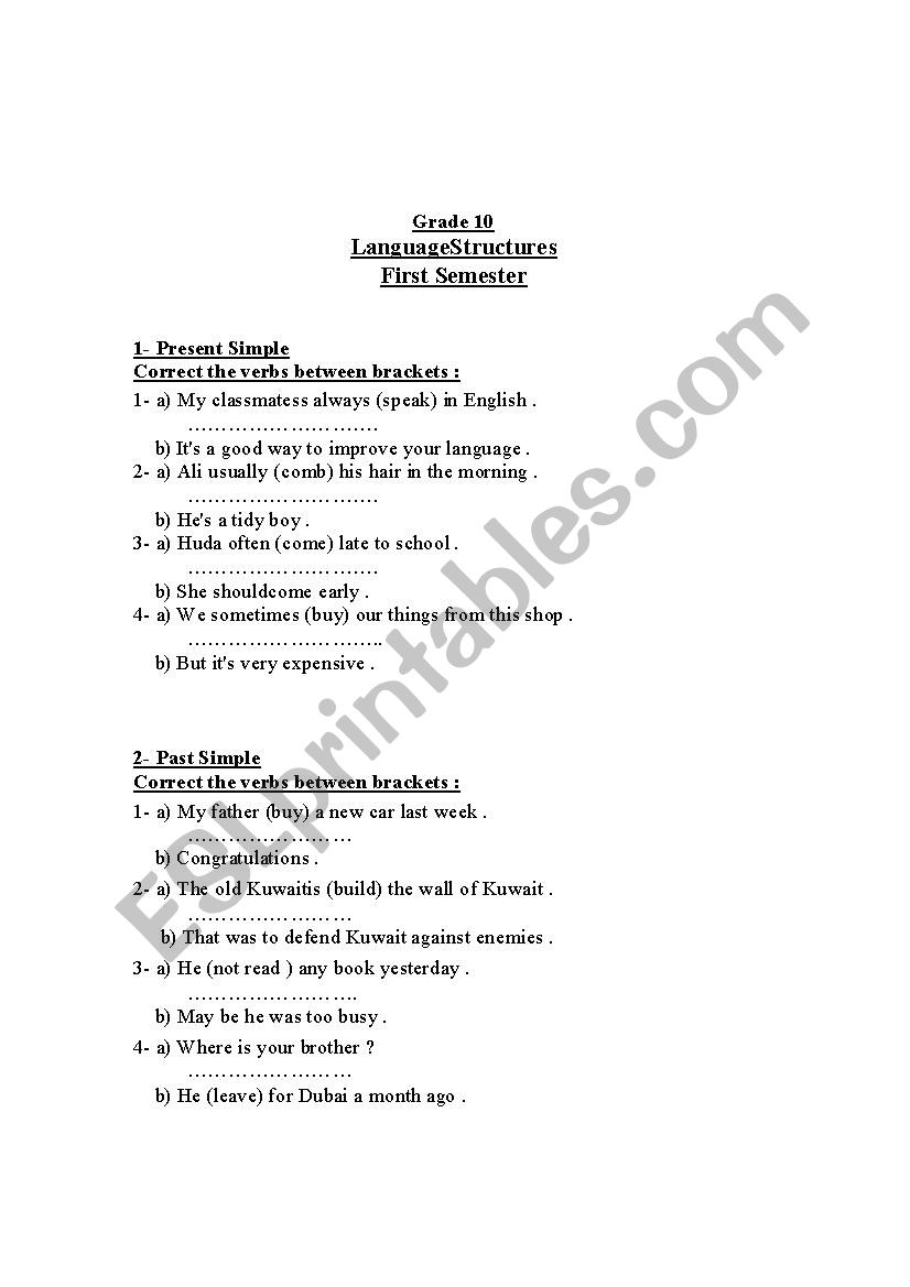 Grammar For Grade 10 ESL Worksheet By Lubnaeid Grammar For Grade 10 ESL Worksheet By Lubnaeid