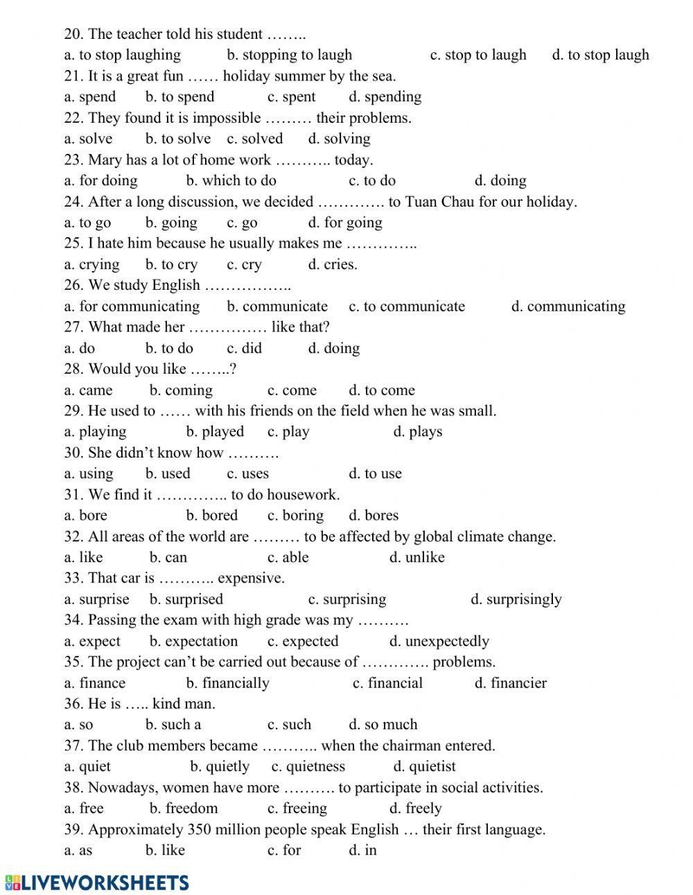 College Level English Grammar Worksheets College Level English Grammar Worksheets