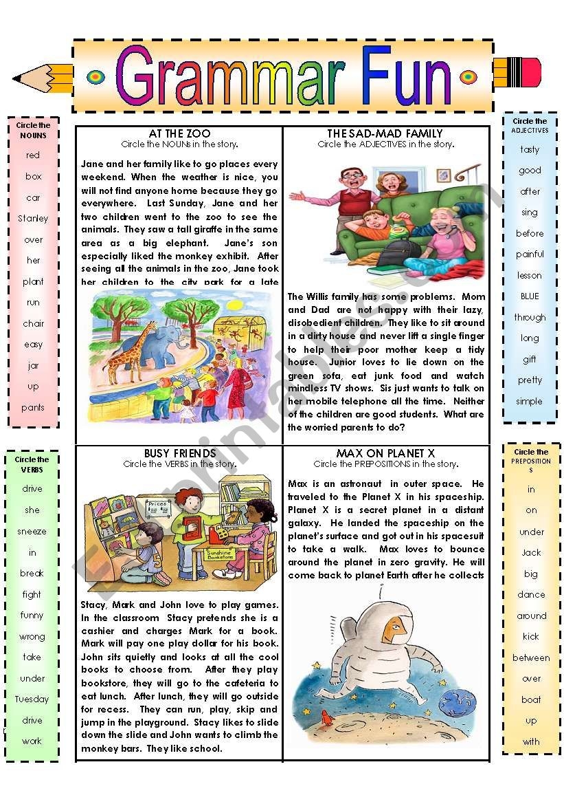 GRAMMAR FUN ESL Worksheet By Susiebelle GRAMMAR FUN ESL Worksheet By Susiebelle