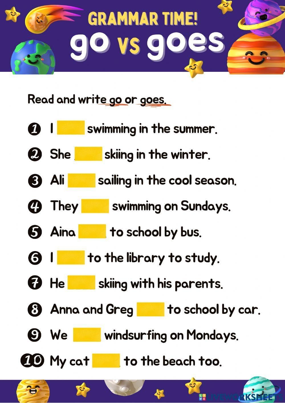 Grammar Go VS G Free Interactive Worksheets 1130746 Grammar Go VS G Free Interactive Worksheets 1130746