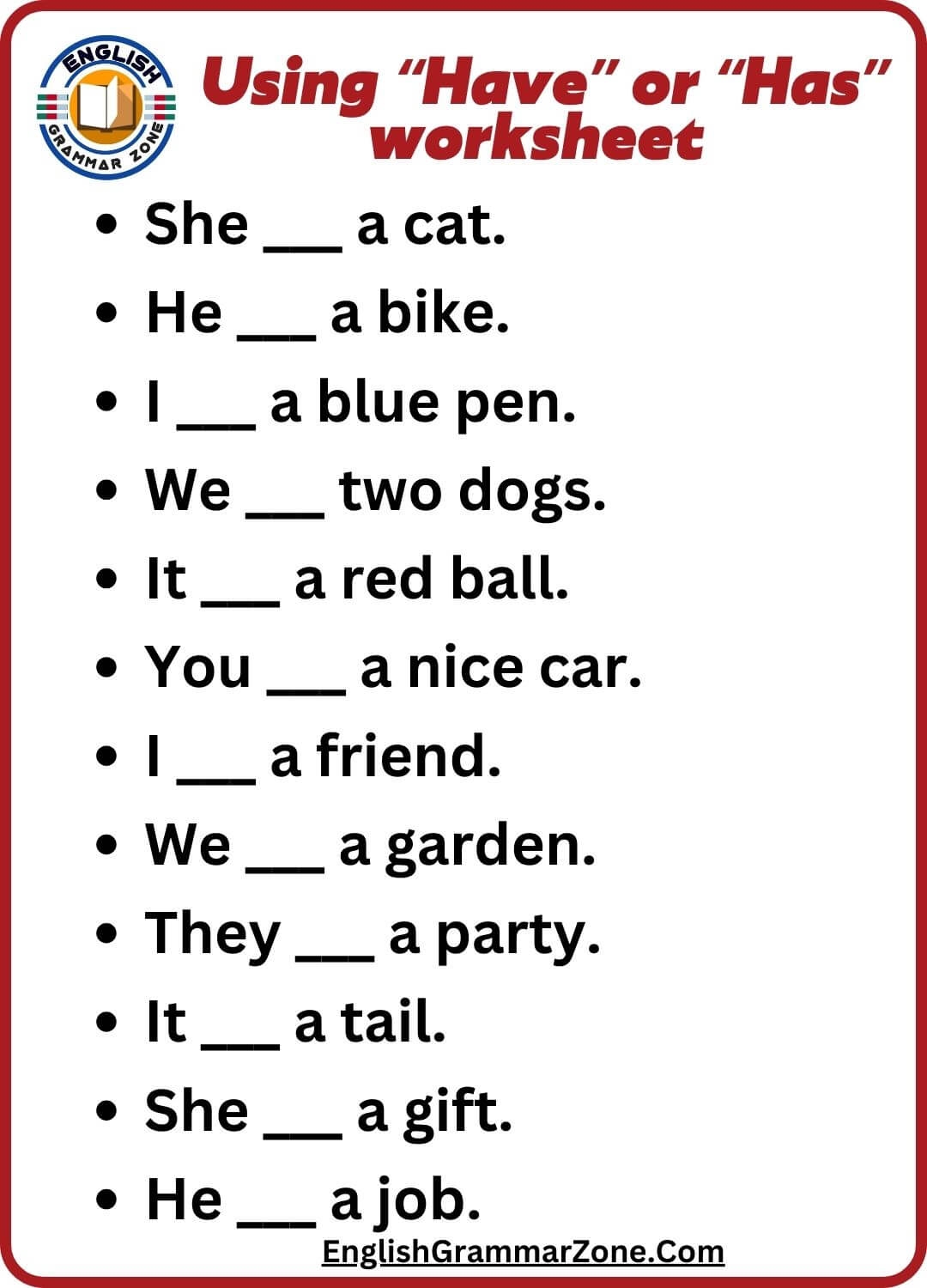 Grammar Have Or Has Worksheet For Kindergarten Grammar Have Or Has Worksheet For Kindergarten