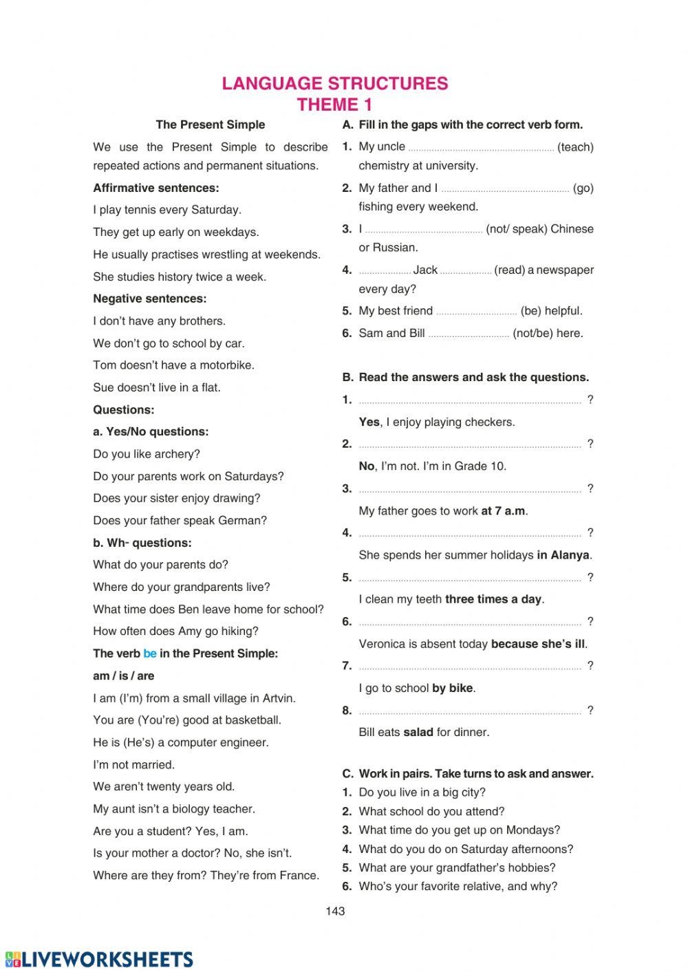High School English Grammar Worksheets High School English Grammar Worksheets