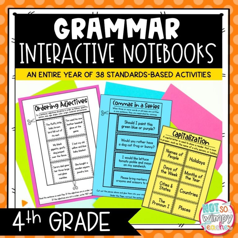 Grammar Interactive Notebook Activities For Fourth Grade Not So Wimpy Teacher