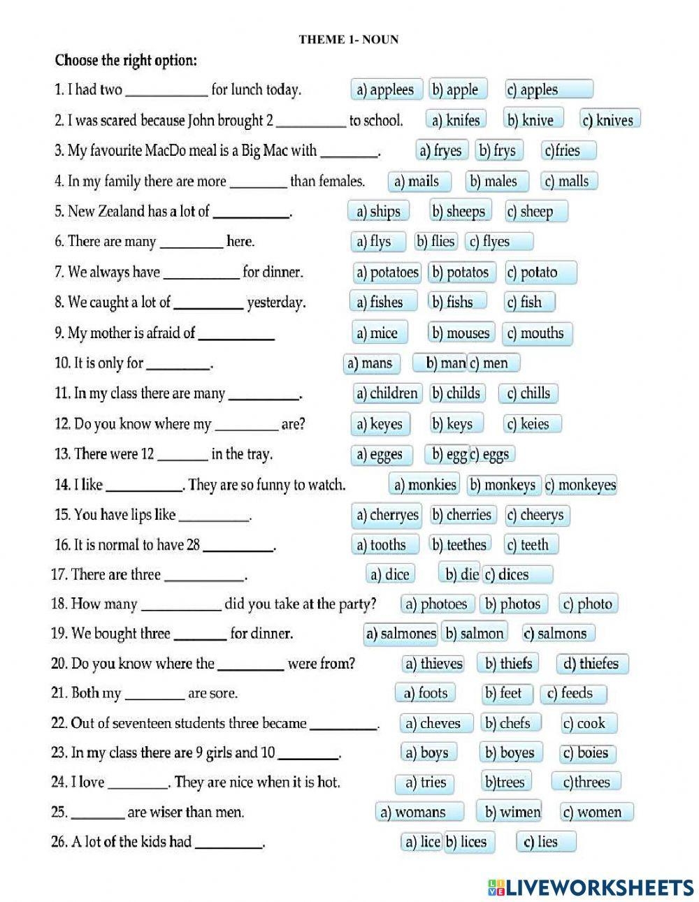 Grammar KET Free Interactive Worksheets 1449263