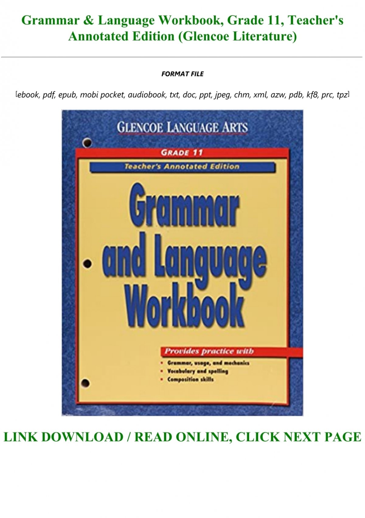 Grammar Language Workbo