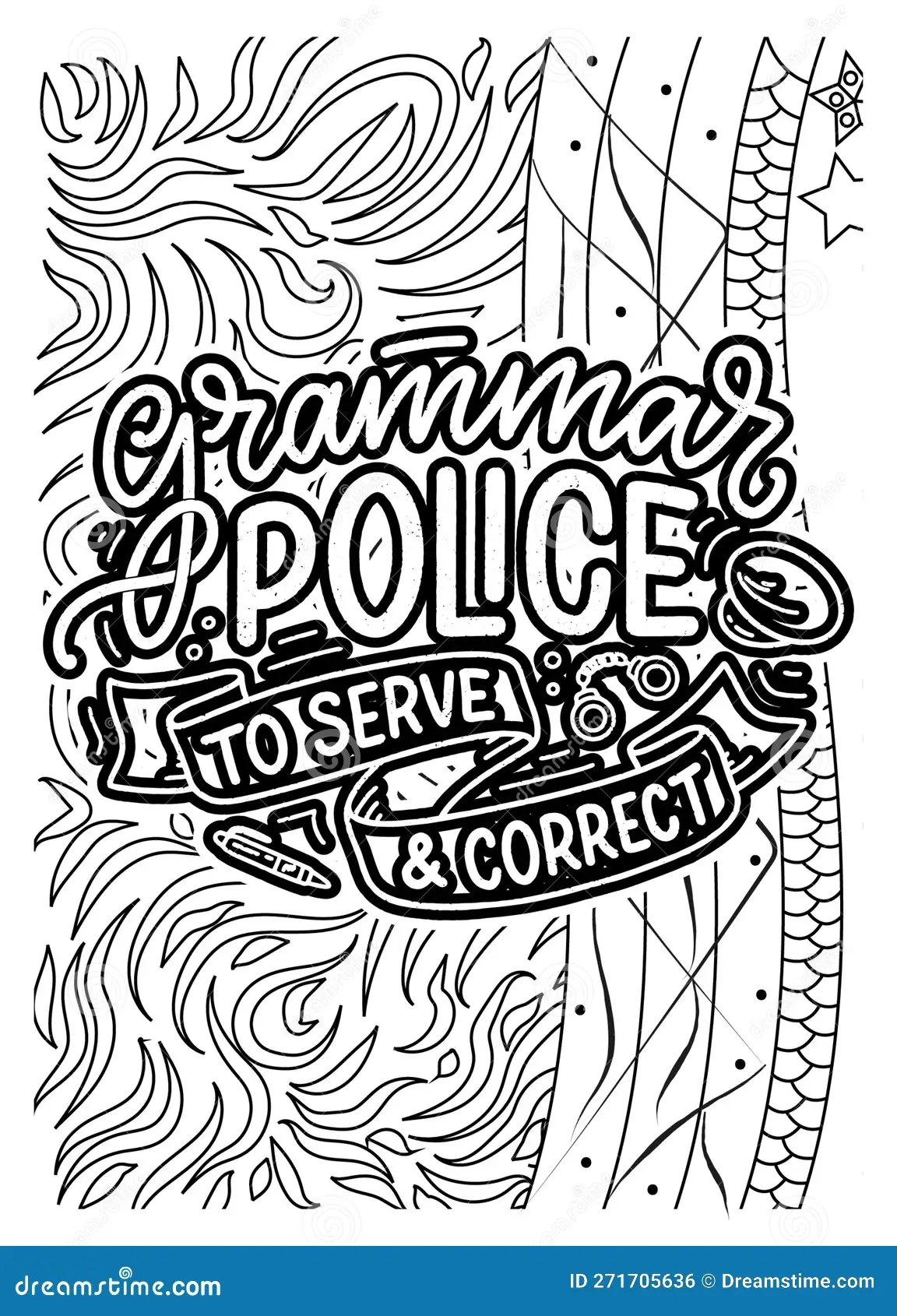 Grammar Motivational Quote Coloring Pages For Adults Grammar Coloring Page Design Stock Illustration Illustration Of Adults Symmetry 271705636