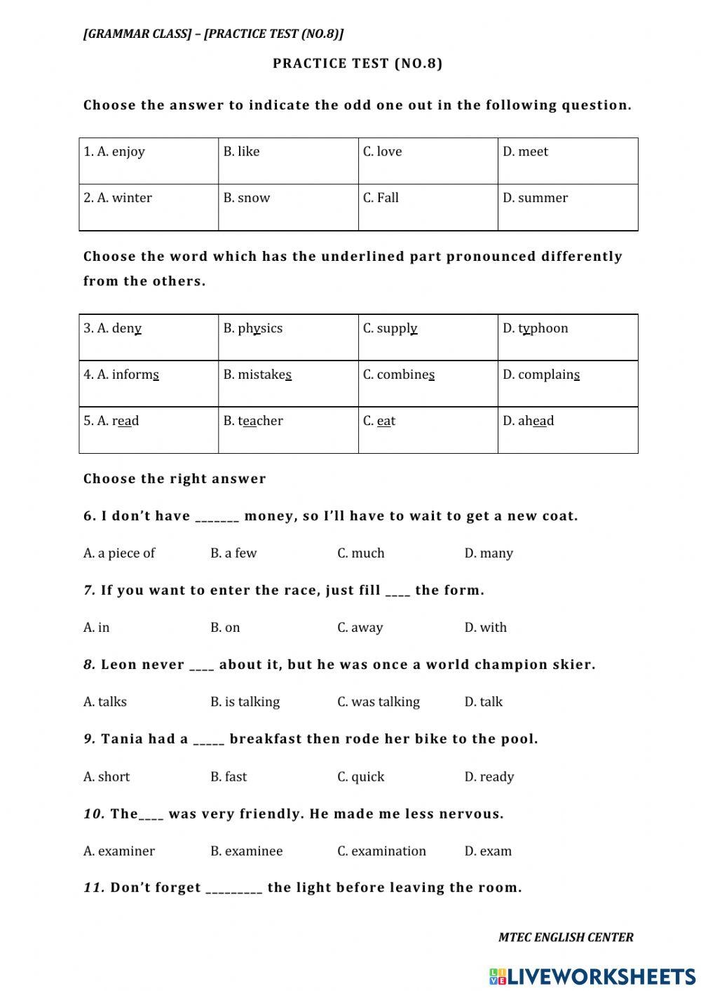 Grammar Pract Free Interactive Worksheets 1862042