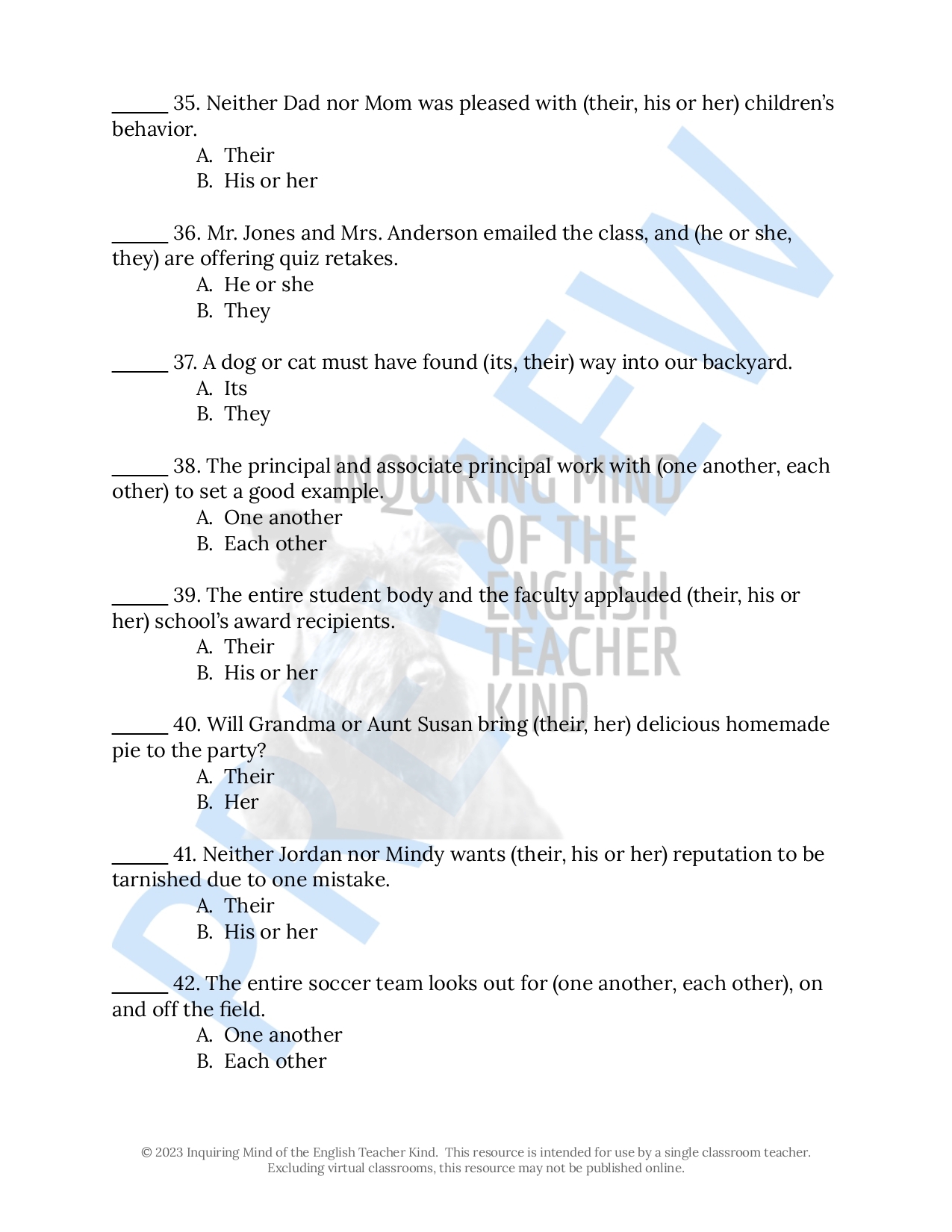 Grammar Practice Worksheet On Pronoun Antecedent Agreement Made By Teachers Grammar Practice Worksheet On Pronoun Antecedent Agreement Made By Teachers