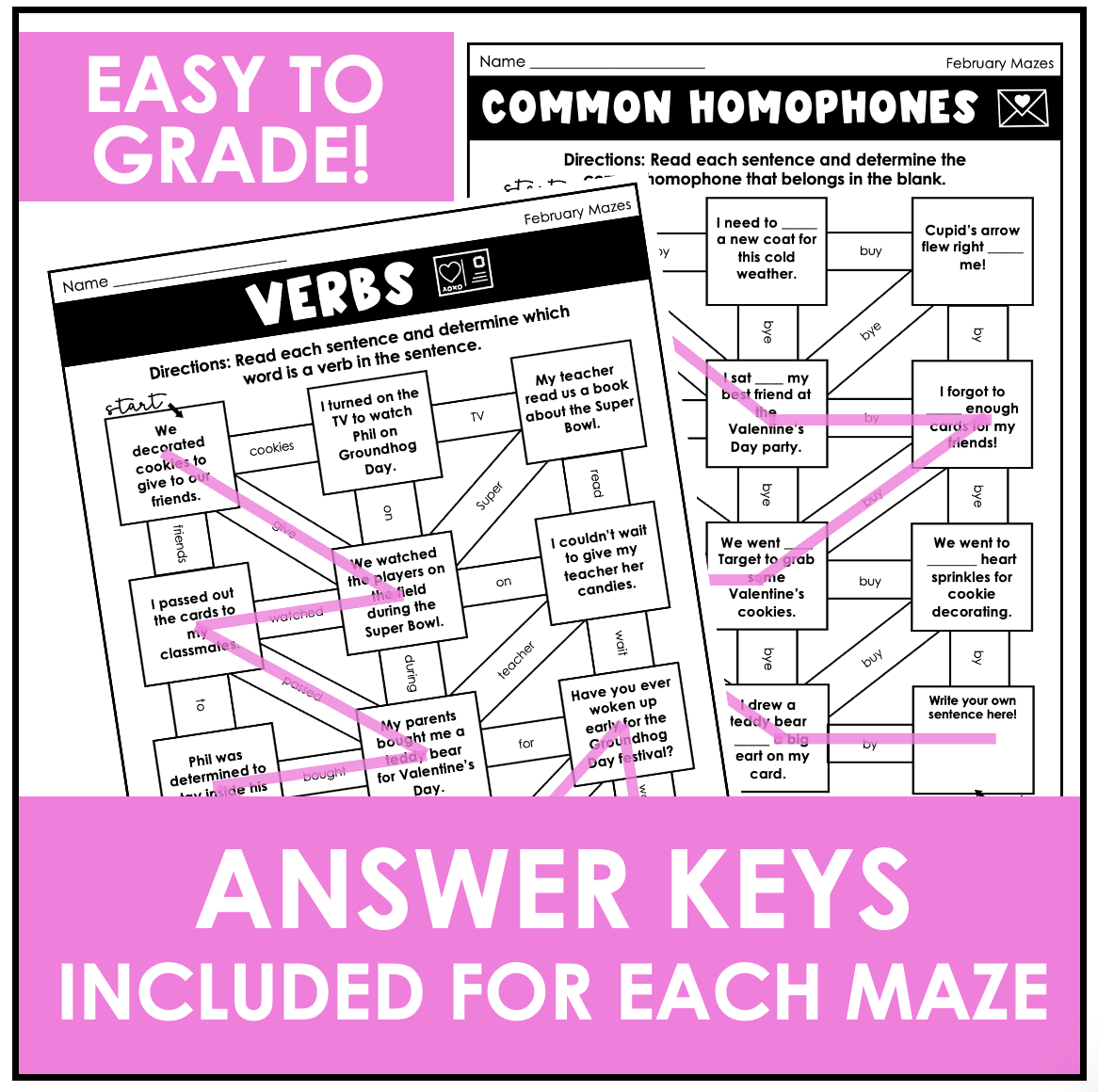 Grammar Practice Worksheets February Maze Activities Made By Teachers