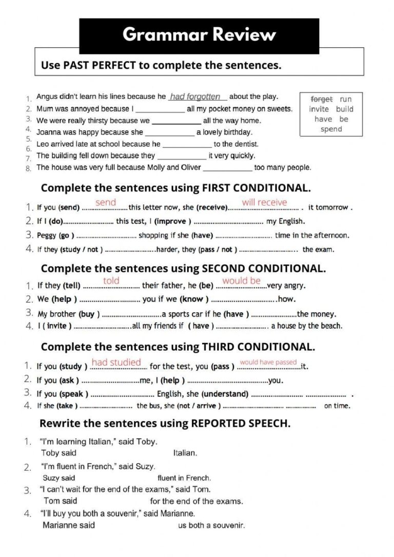 Grammar Review Free Interactive Worksheets 269068
