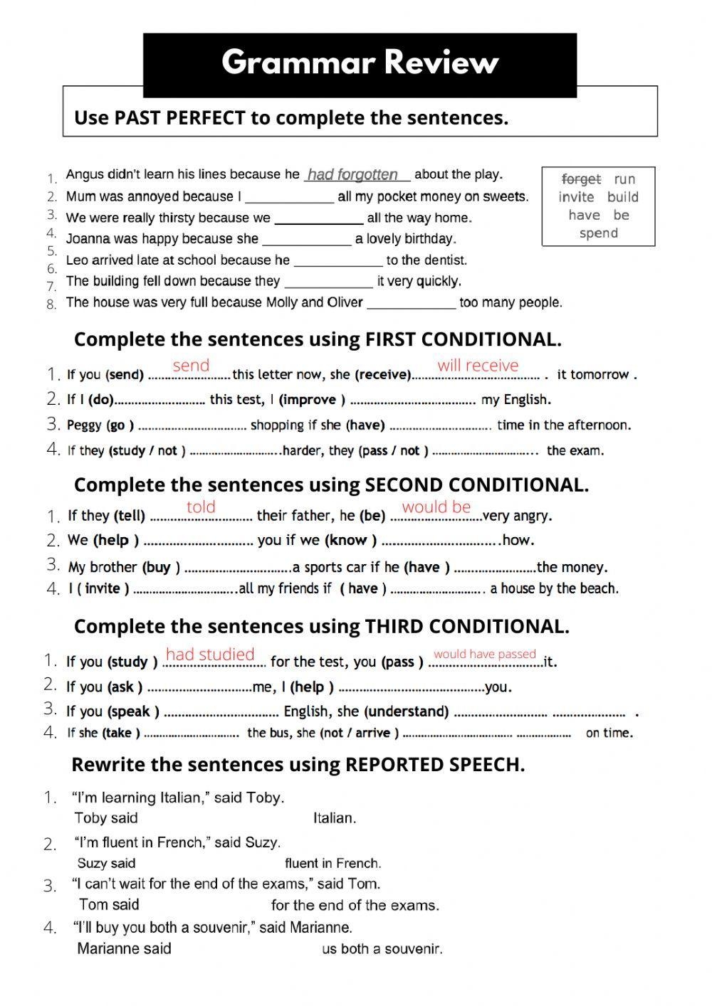 Grammar Review Free Interactive Worksheets 269068