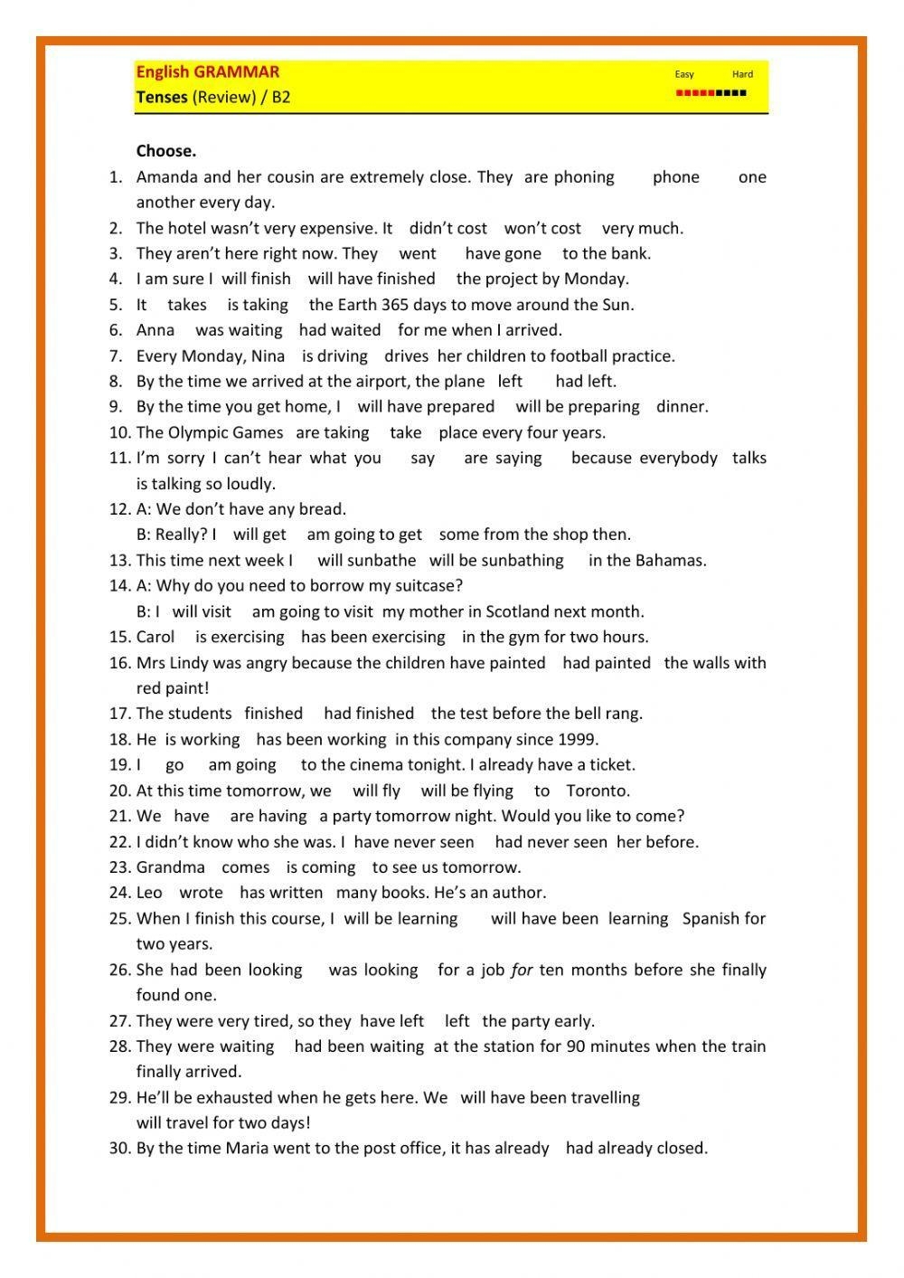 Grammar Review Free Interactive Worksheets 604341
