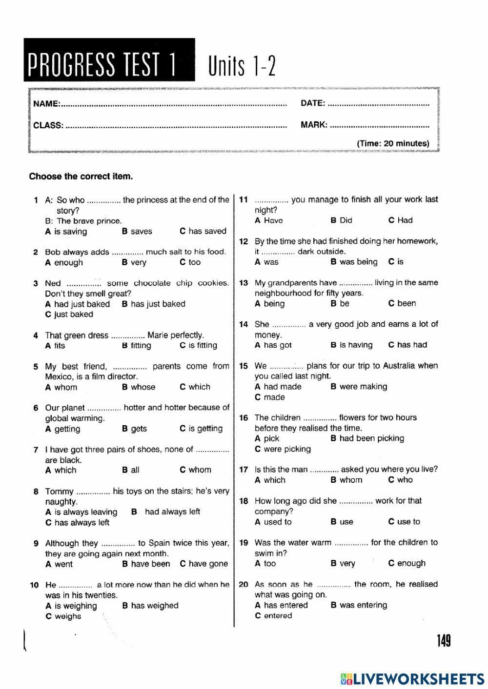 Key Stage 4 Grammar Worksheets