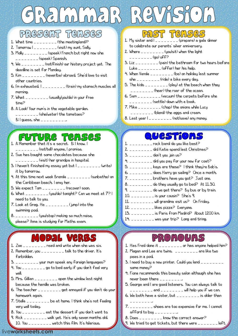 Grammar Revision Free Interactive Worksheets 47498 Grammar Revision Free Interactive Worksheets 47498