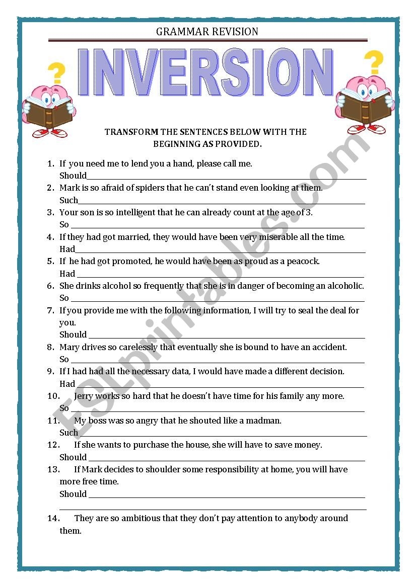 Reverse Grammar Worksheet