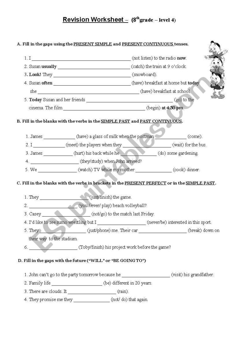 Grammar Revision Worksheet 8th Grade ESL Worksheet By Isabelmoutinho