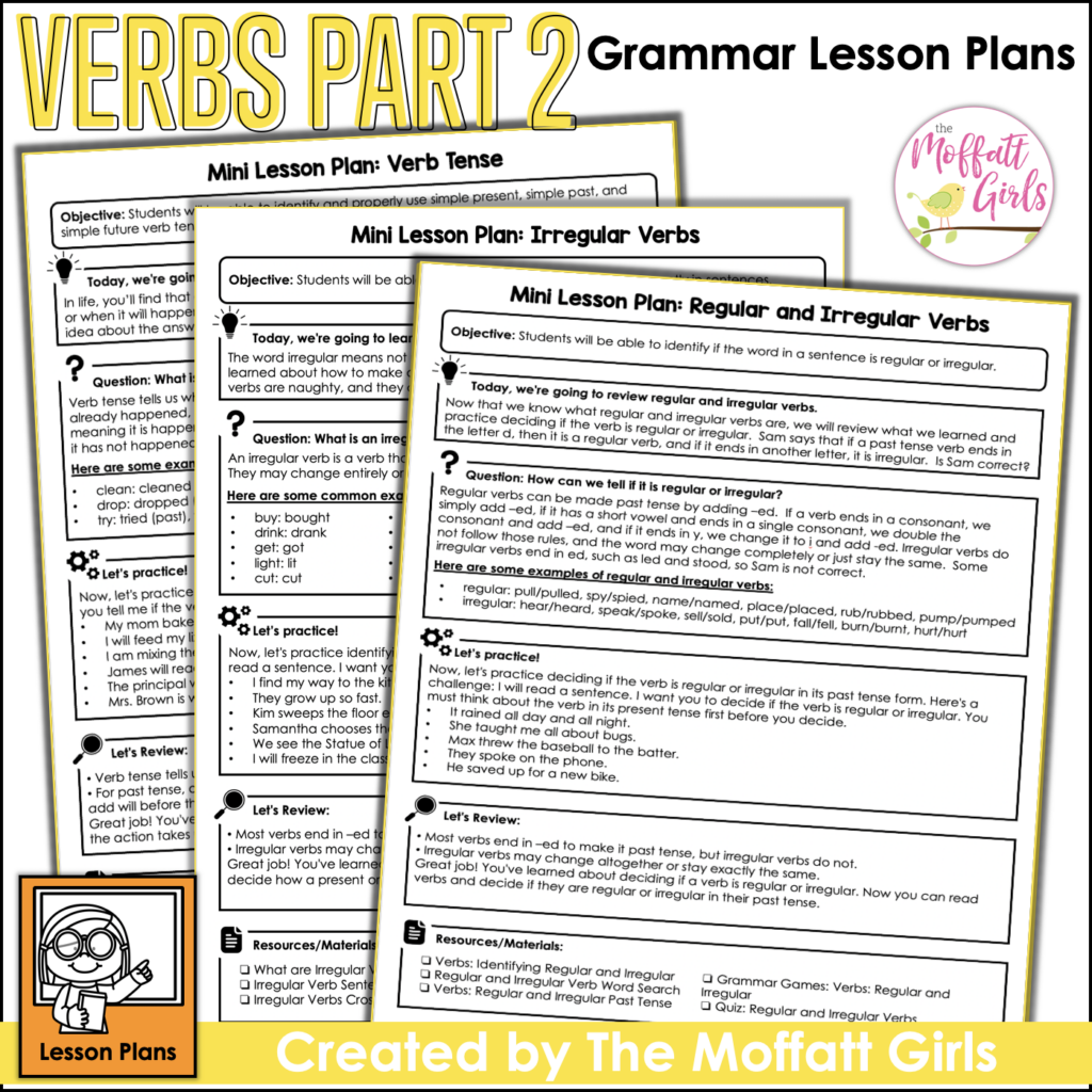 Grammar Skills For 3rd Grade Verbs Part 2