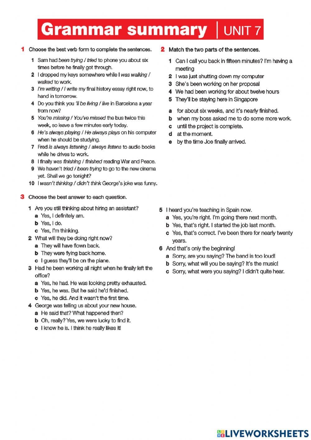 Grammar Summary Free Interactive Worksheets 1619362 Grammar Summary Free Interactive Worksheets 1619362
