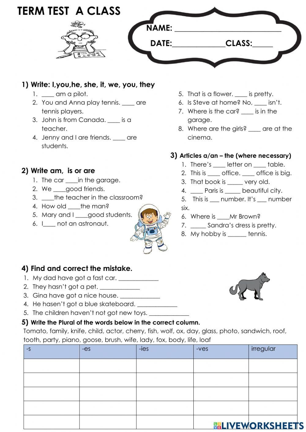 Grammar Test A Free Interactive Worksheets 1048137