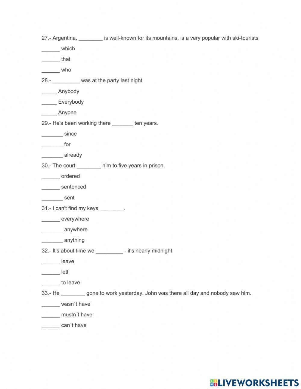 Grammar Test B2 Free Interactive Worksheets 1158647 Grammar Test B2 Free Interactive Worksheets 1158647