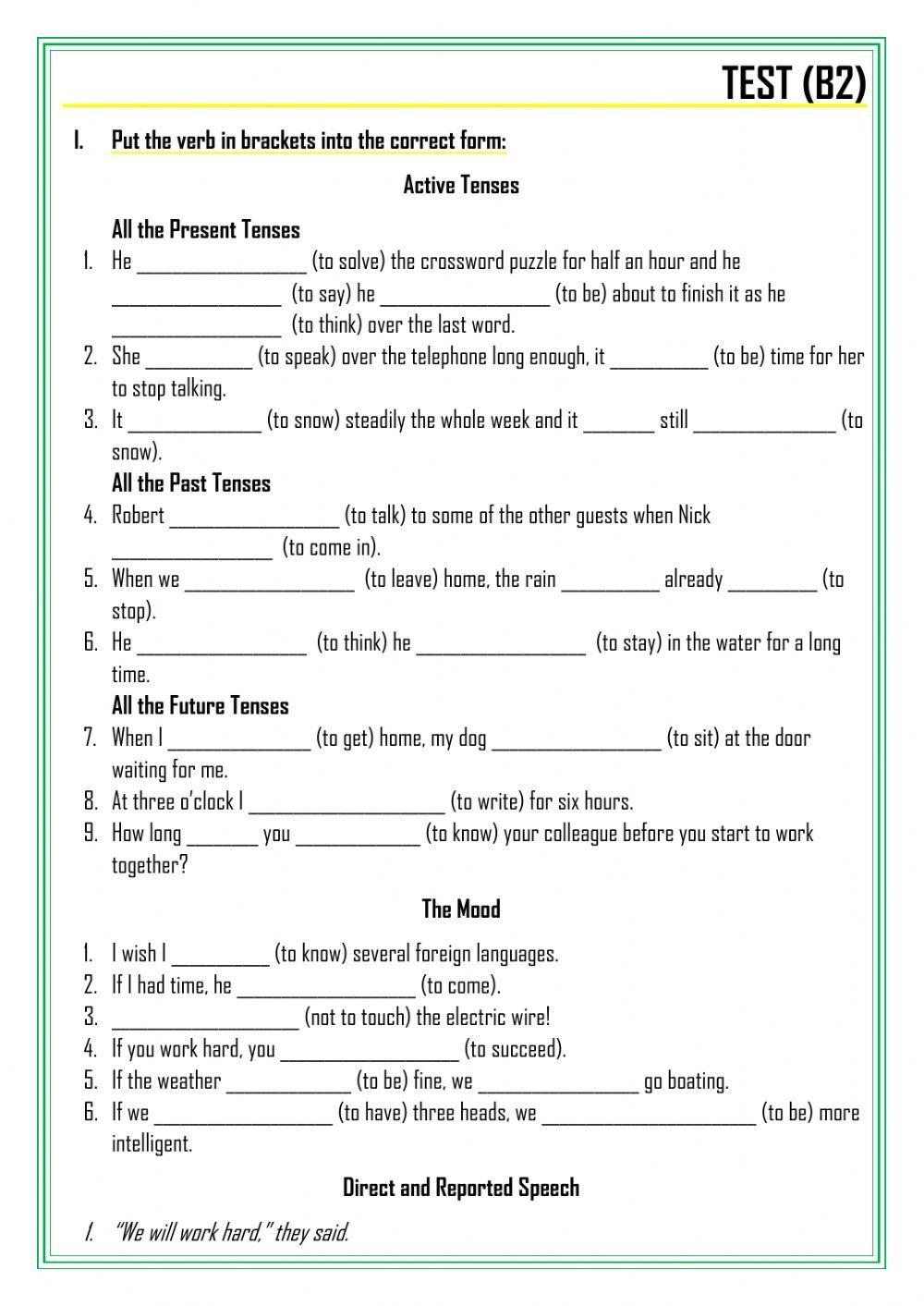 Grammar Test Fo Free Interactive Worksheets 341039