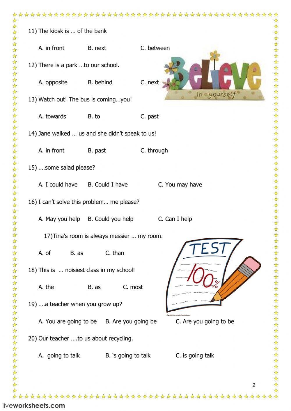 Grammar Test Free Interactive Worksheets 46396