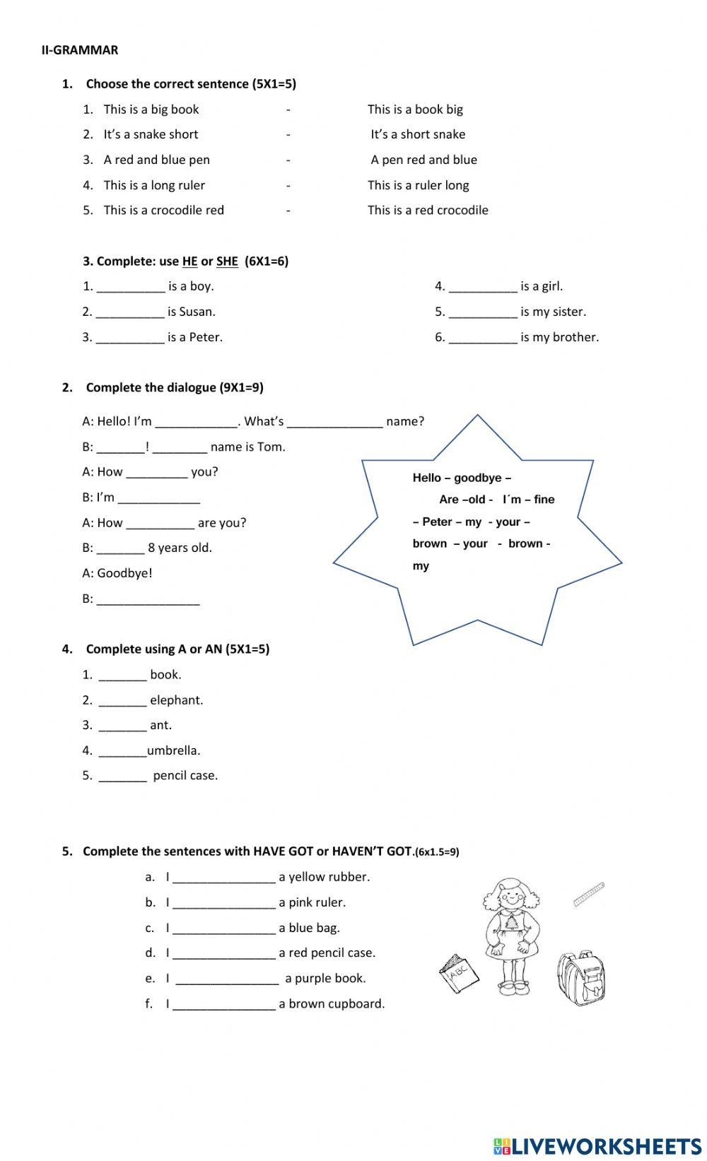 Grammar Test Ki Free Interactive Worksheets 1060782