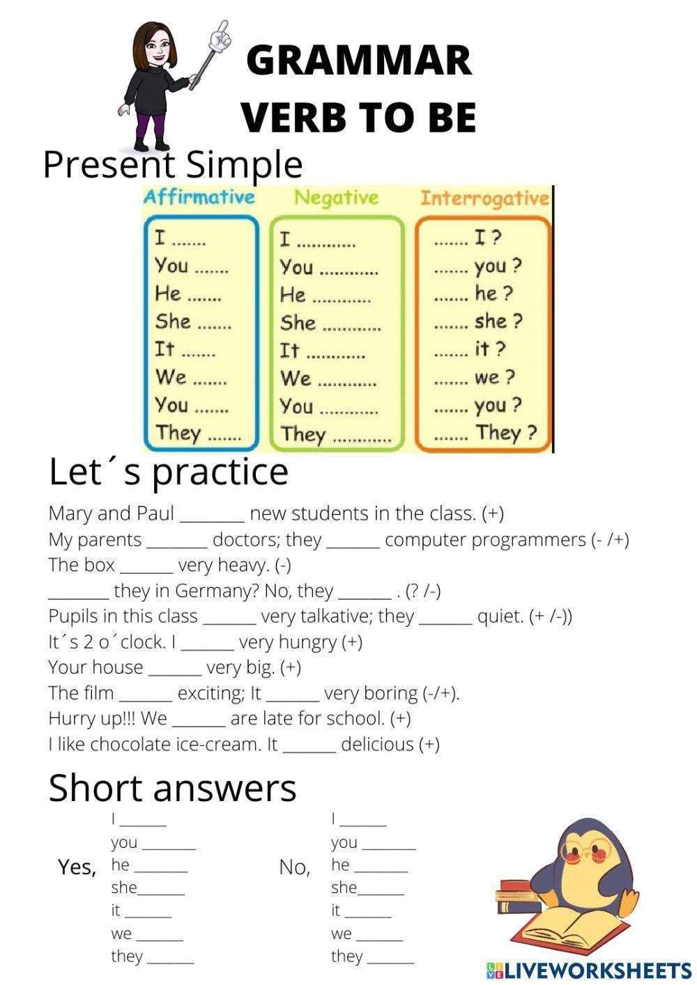 Grammar To Be Free Interactive Worksheets 1787972