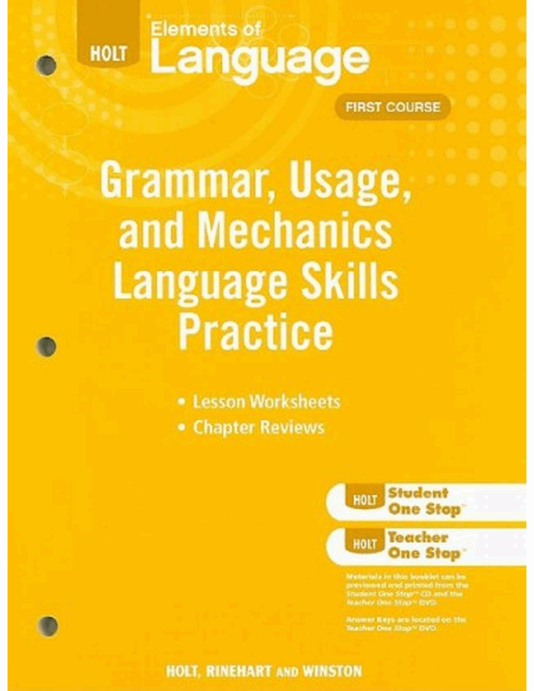 Grammar Usage Mechanics Language Skills Practice Workbook