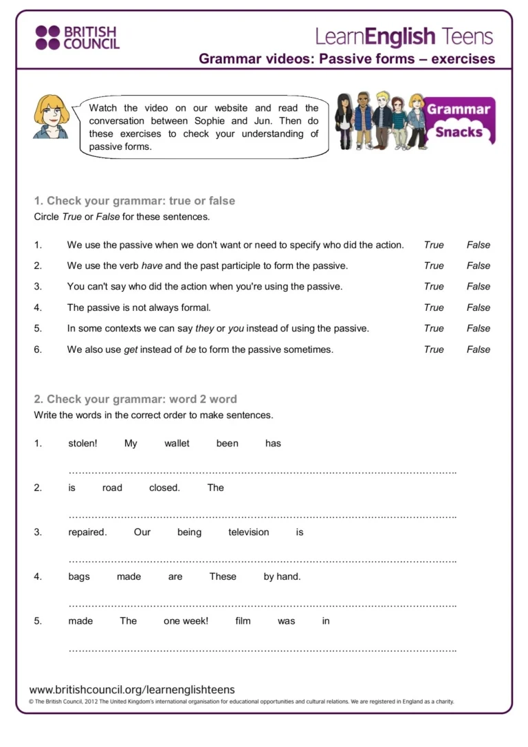 Grammar Videos Passive Forms Exercises British Council 