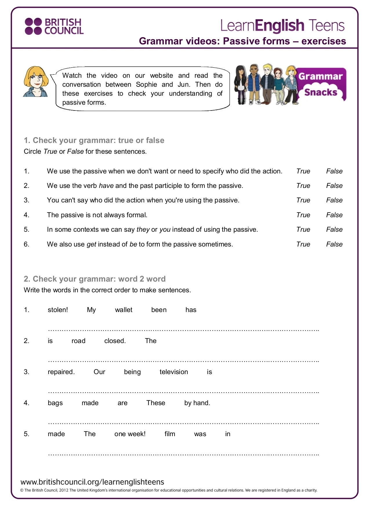 Grammar Videos Passive Forms Exercises British Council Grammar Videos Passive Forms Exercises British Council