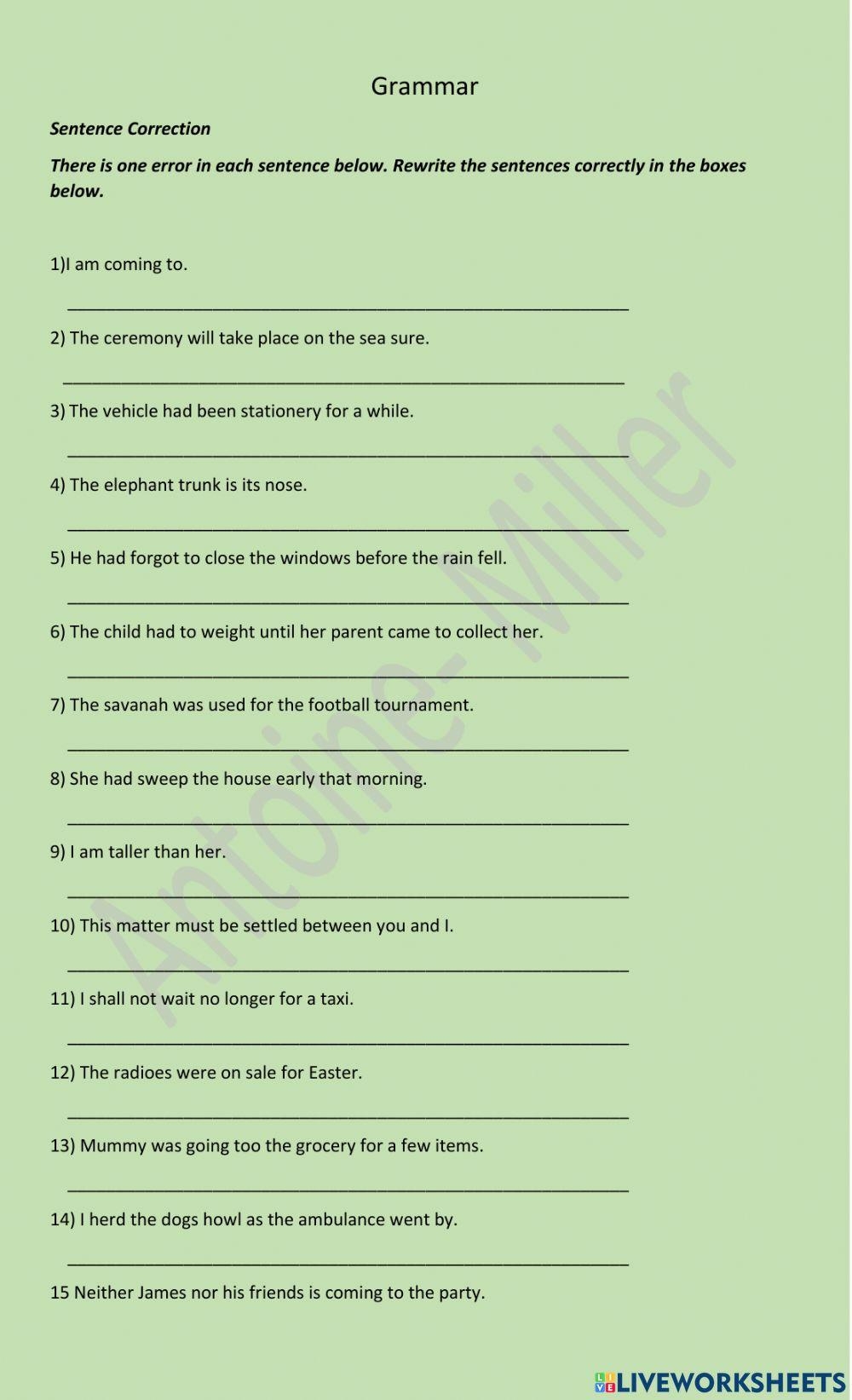 Grammar Workshe Free Interactive Worksheets 980785