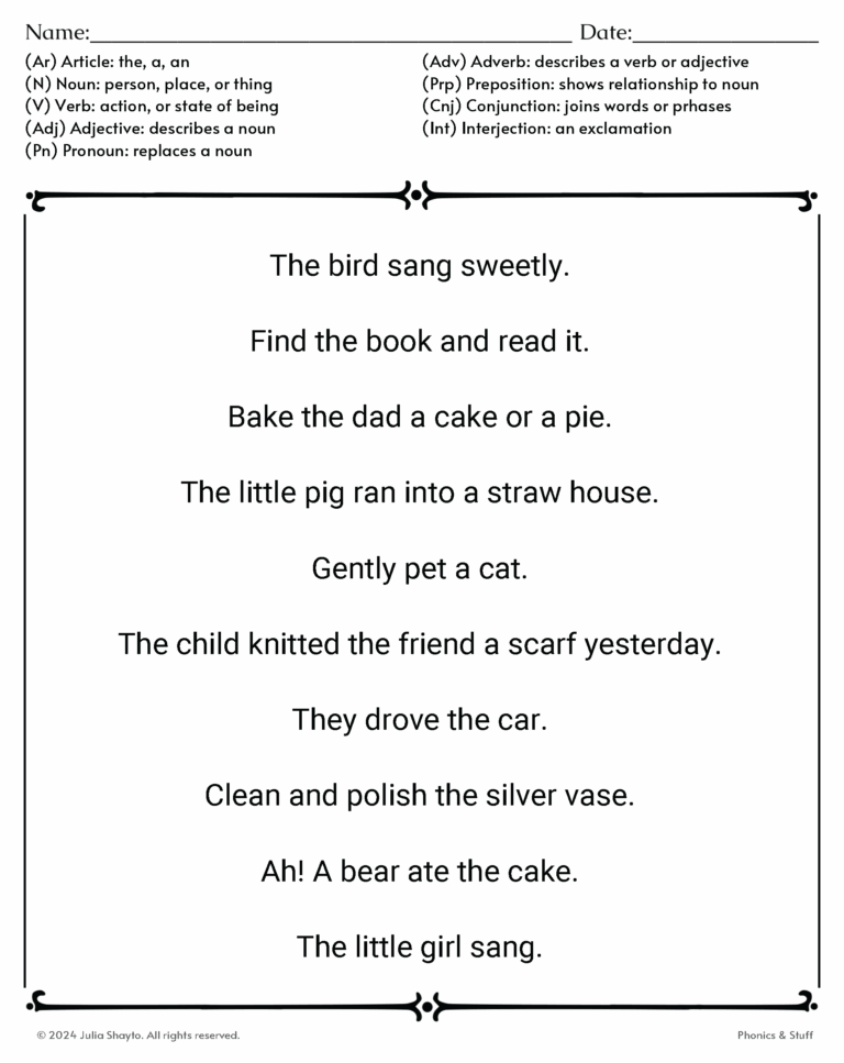 Grammar Worksheet Creator Phonics U0026 Stuff