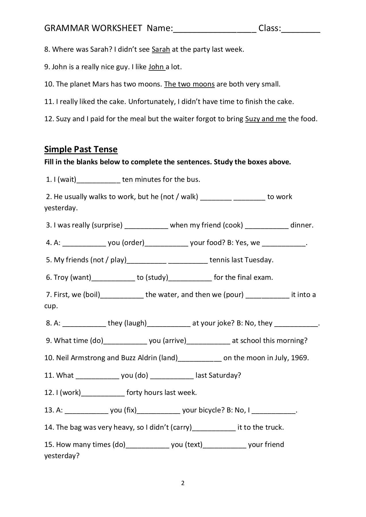 GRAMMAR WORKSHEET