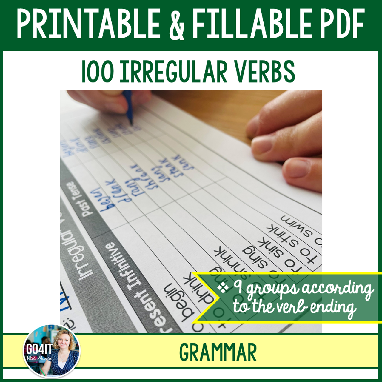 Grammar Worksheets 100 Irregular Verbs Practice Printable Fillable PDF Grammar Worksheets 100 Irregular Verbs Practice Printable Fillable PDF