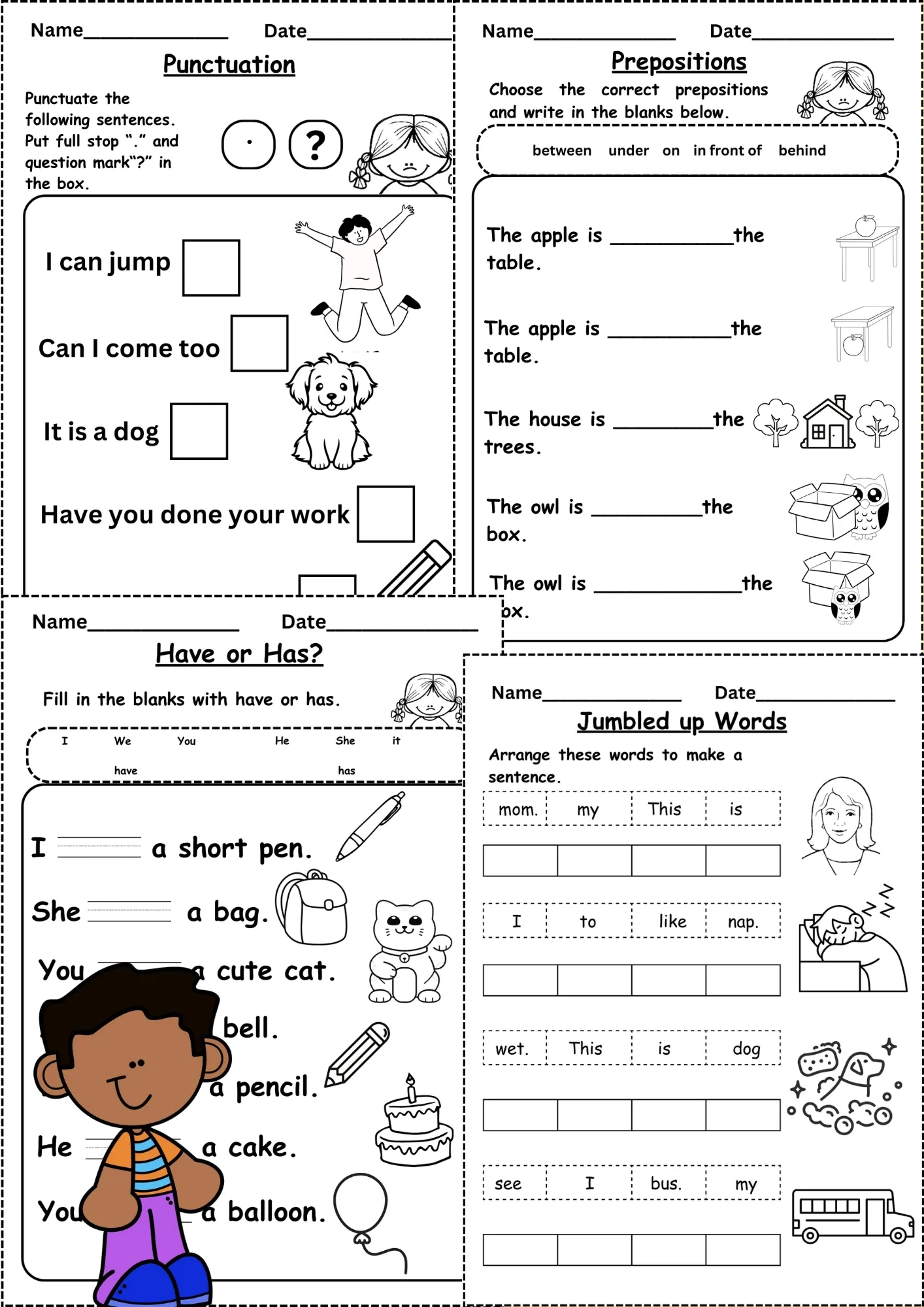 Grammar Worksheets For Kindergarten Grammar Worksheets For Kindergarten
