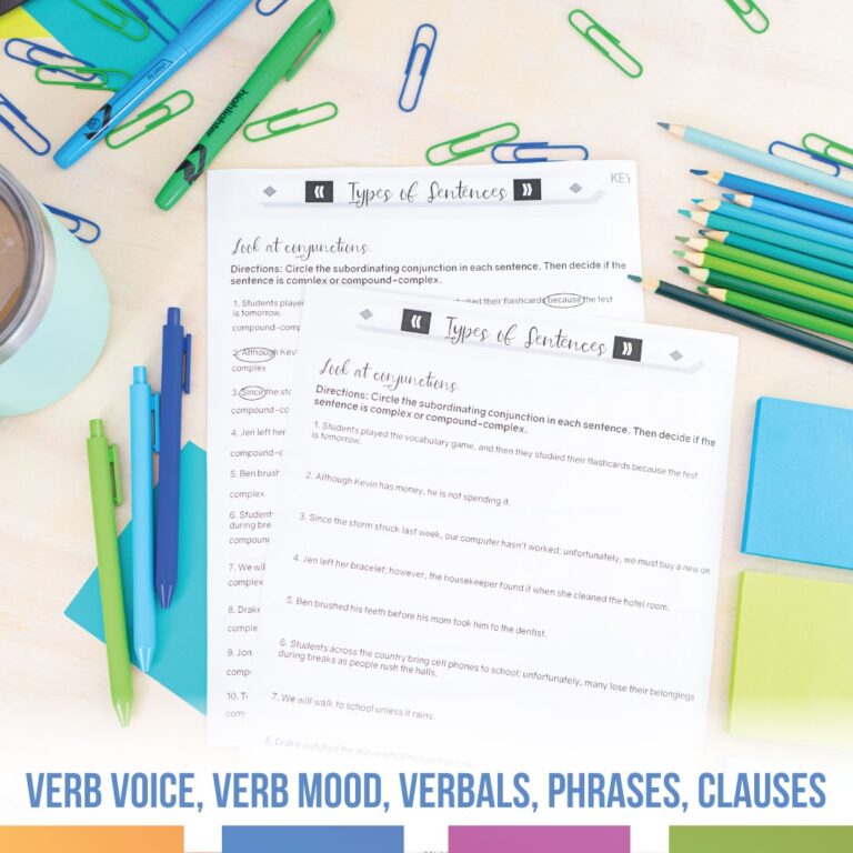 Grammar Worksheets For Middle School Bundle 150 Easy To Use Grammar Exercises Language Arts Classroom