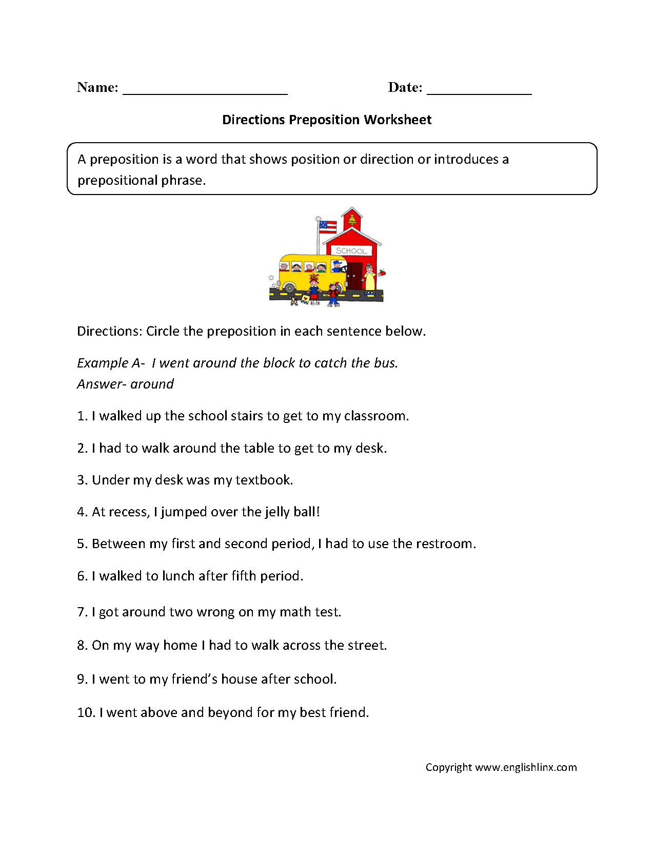 Parts Of Speech Grammar Worksheet