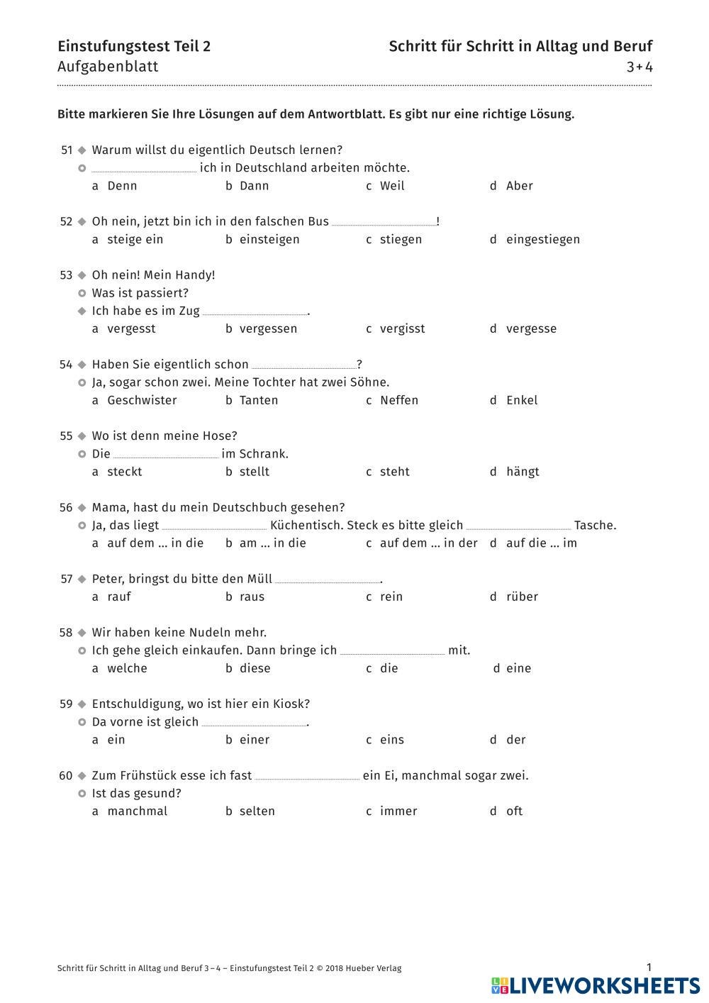 A-Level German Grammar Worksheets A-Level German Grammar Worksheets