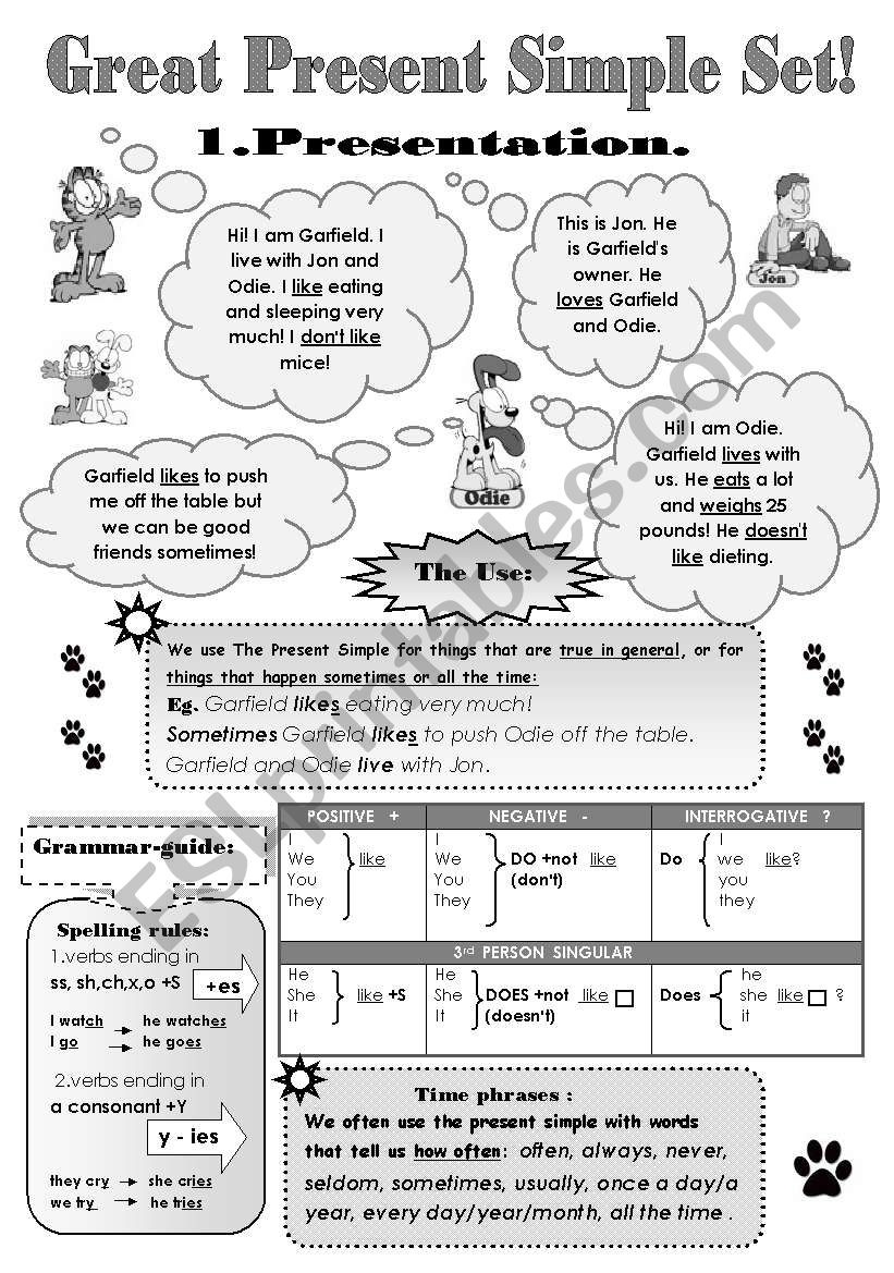 GREAT PRESENT SIMPLE SET 5 Pages GRAMMAR GUIDE 4 Pages Of DIFFERENT EXERCISES ESL Worksheet By Svetamarik Svetlana
