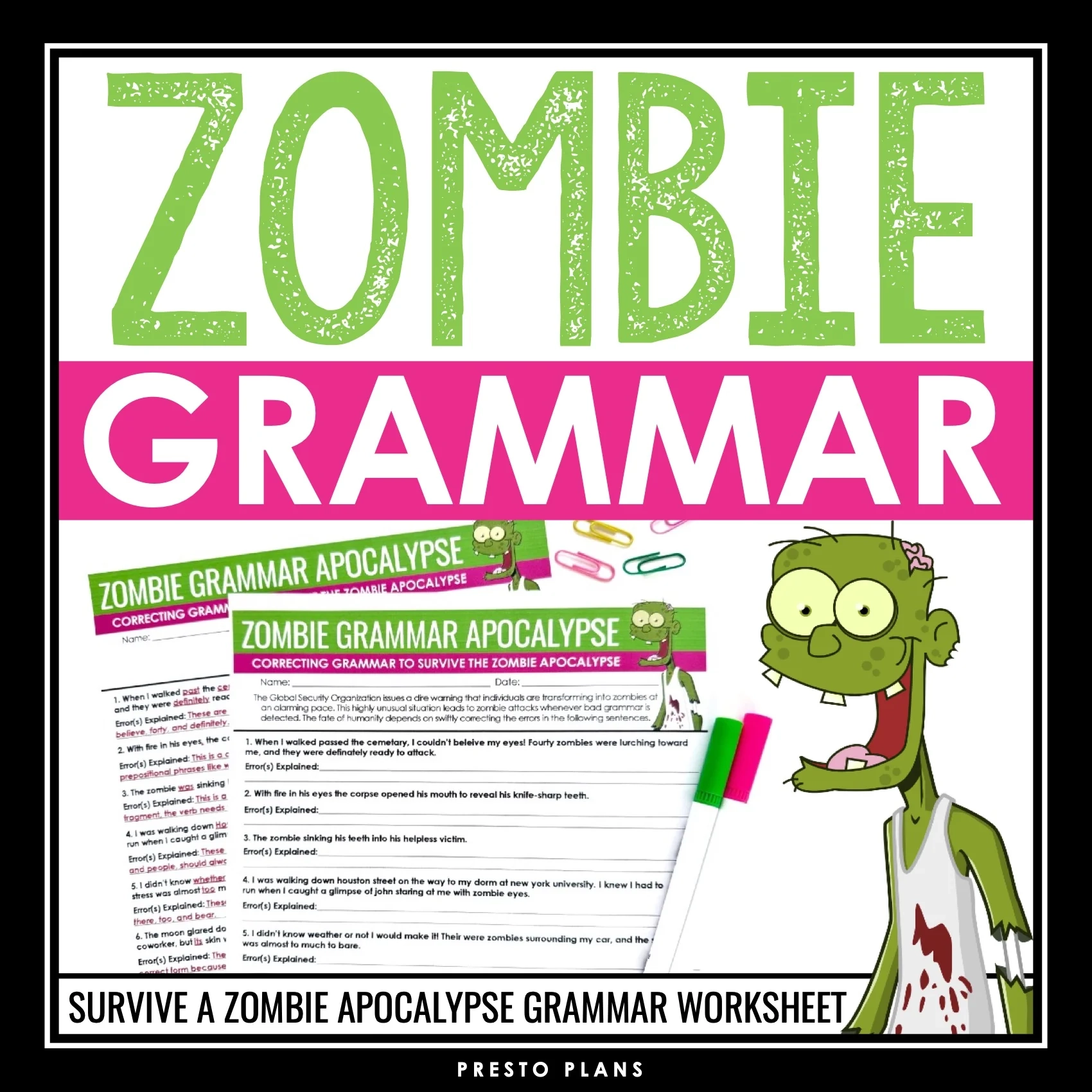 Halloween Grammar Worksheet Assignment Grammar Editing Activity Zo Presto Plans Halloween Grammar Worksheet Assignment Grammar Editing Activity Zo Presto Plans