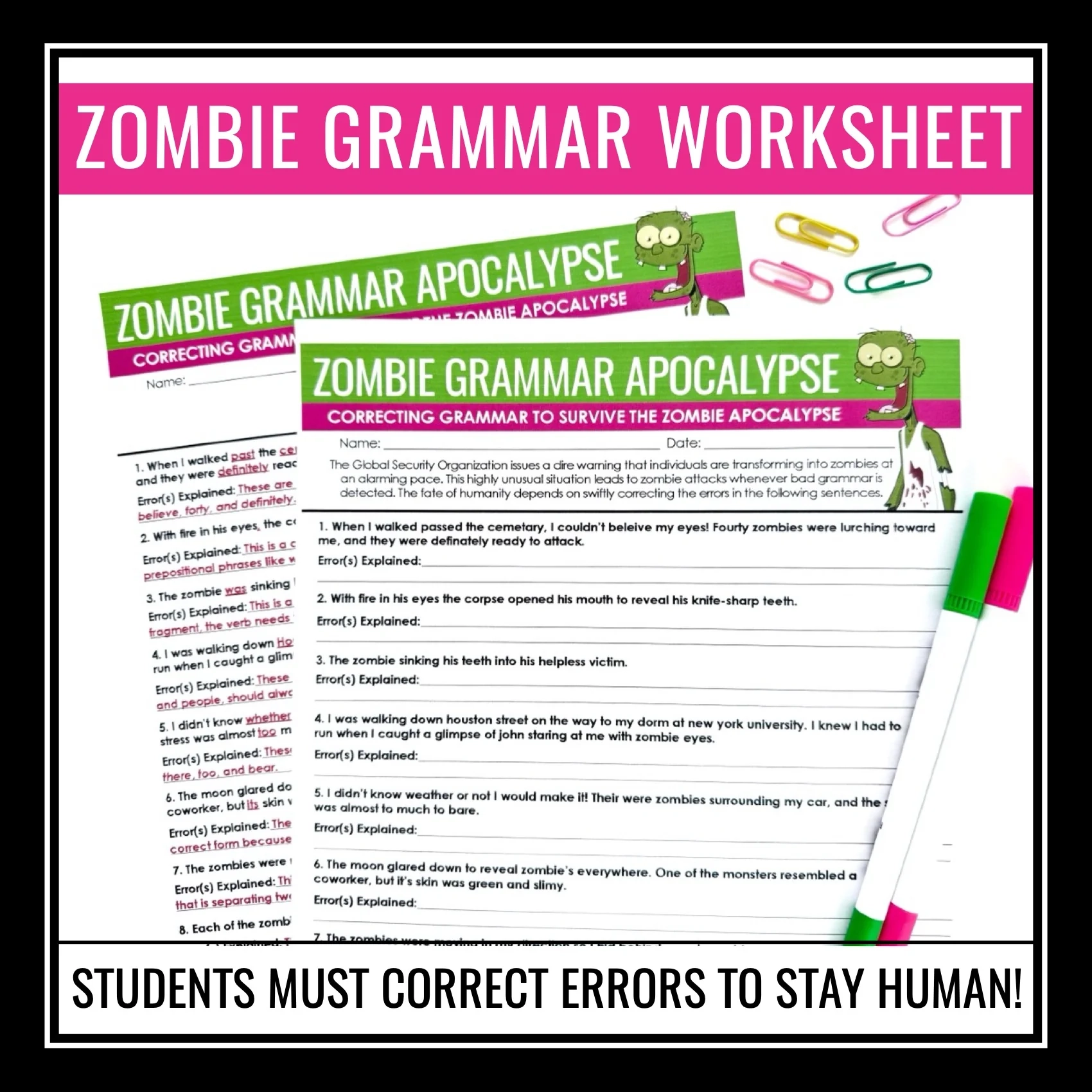 Halloween Grammar Worksheet Assignment Grammar Editing Activity Zo Presto Plans Halloween Grammar Worksheet Assignment Grammar Editing Activity Zo Presto Plans